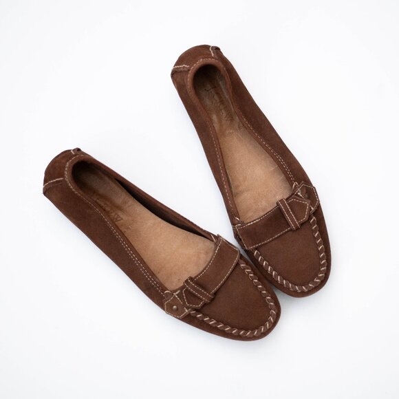 J.Crew Campbell Driving Loafers Women’s 7N Brown Suede Moccasins Made in Italy - Picture 2 of 11